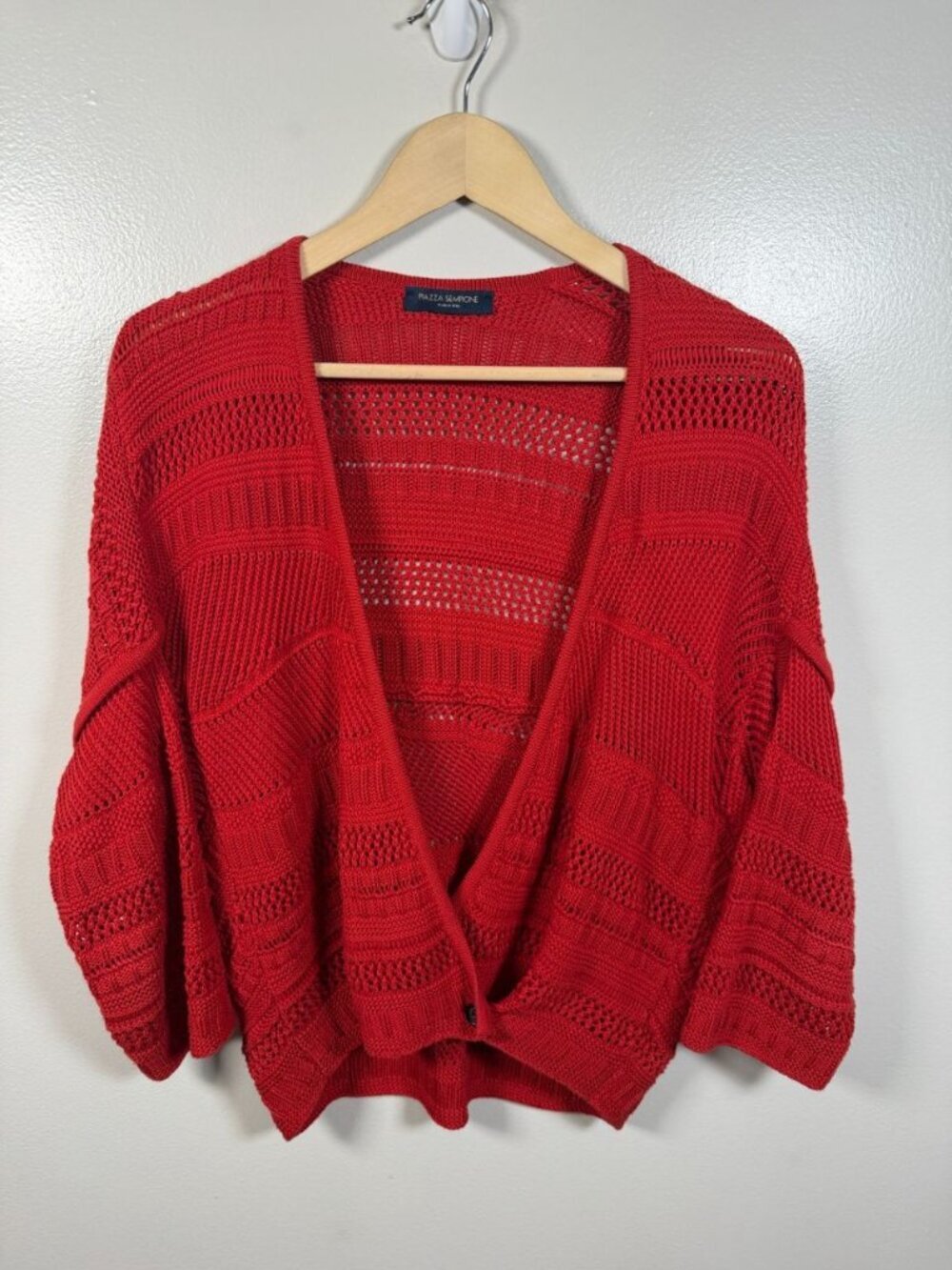 Piazza Sempione Cardigan Sweater Size IT 48 US 12 100% Cotton Red